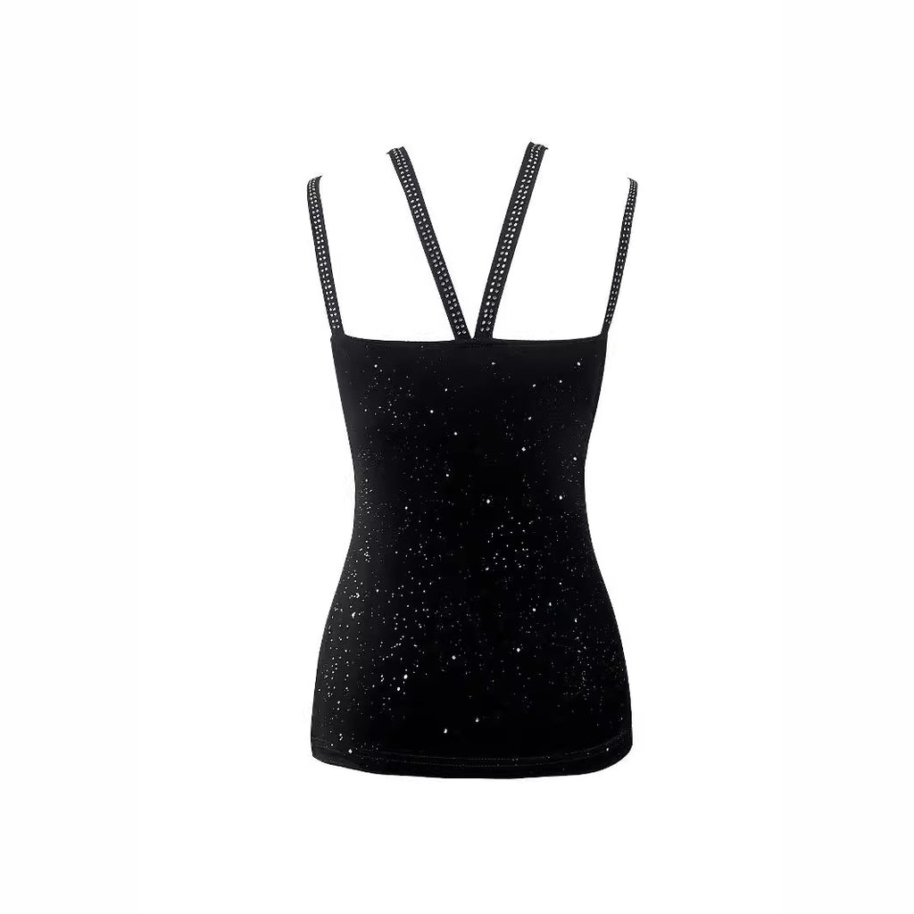 Women's Summer Sling Hot Drilling V-neck Sleeveless Vest